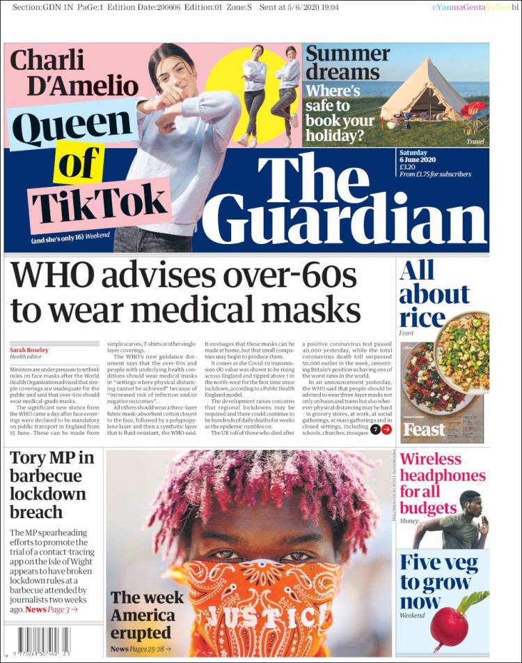 Portada de The Guardian (Reino Unido)