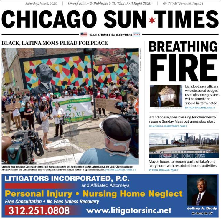 Portada de Chicago Sun-Times (USA)