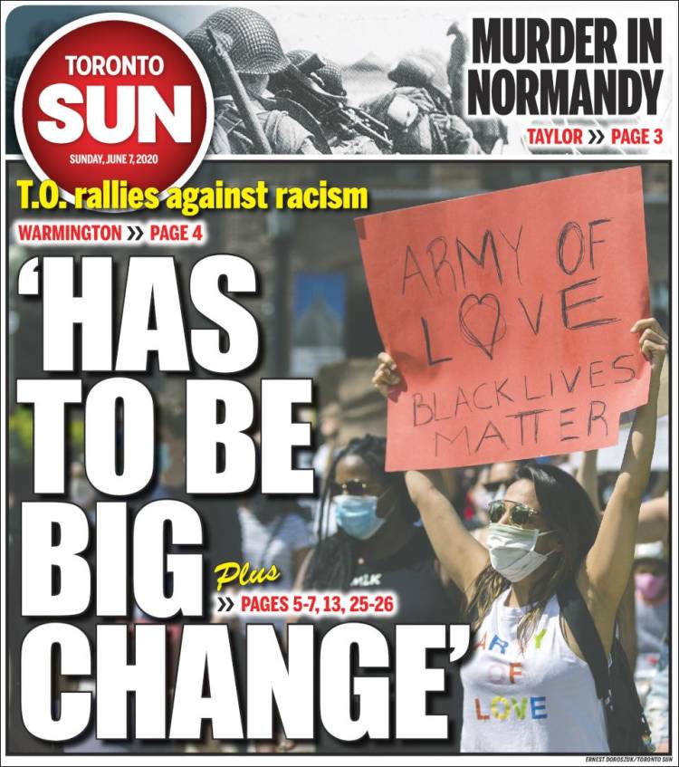 Portada de The Toronto Sun (Canadá)