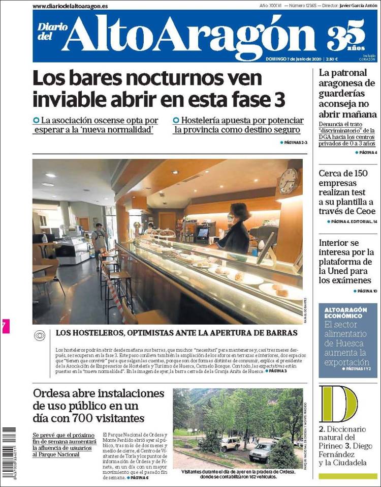 Portada de Diario del AltoAragón (Espagne)