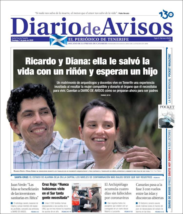 Portada de Diarios de Avisos (Espagne)