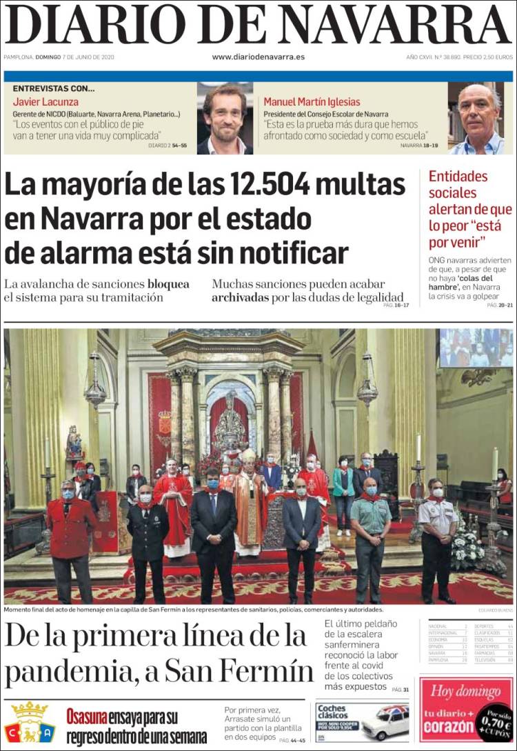 Portada de Diario de Navarra (Espagne)