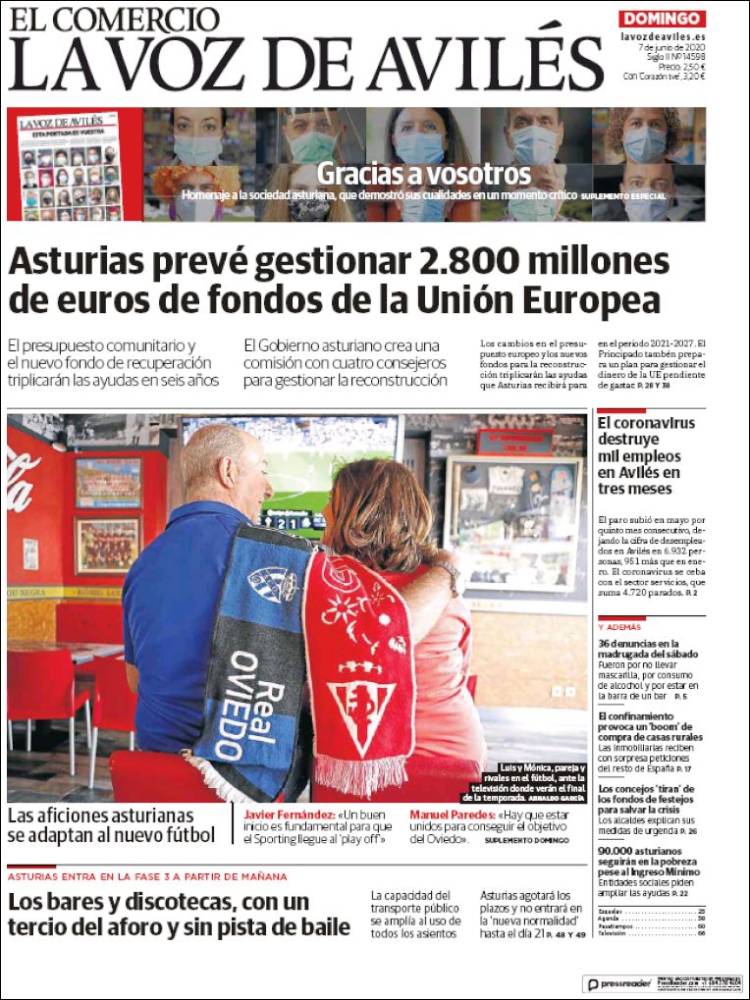 Portada de El Comercio - Avilés (España)