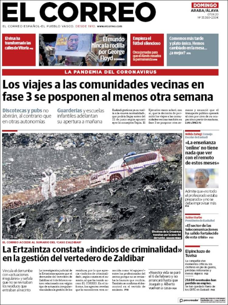 Portada de El Correo - Álava (España)