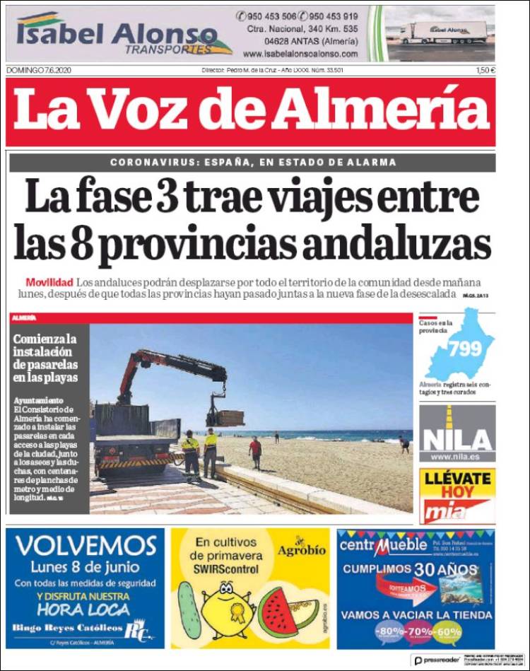 Portada de La Voz de Almería (España)