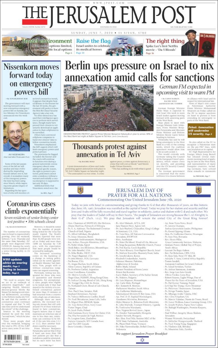 Portada de The Jerusalem Post (Israel)