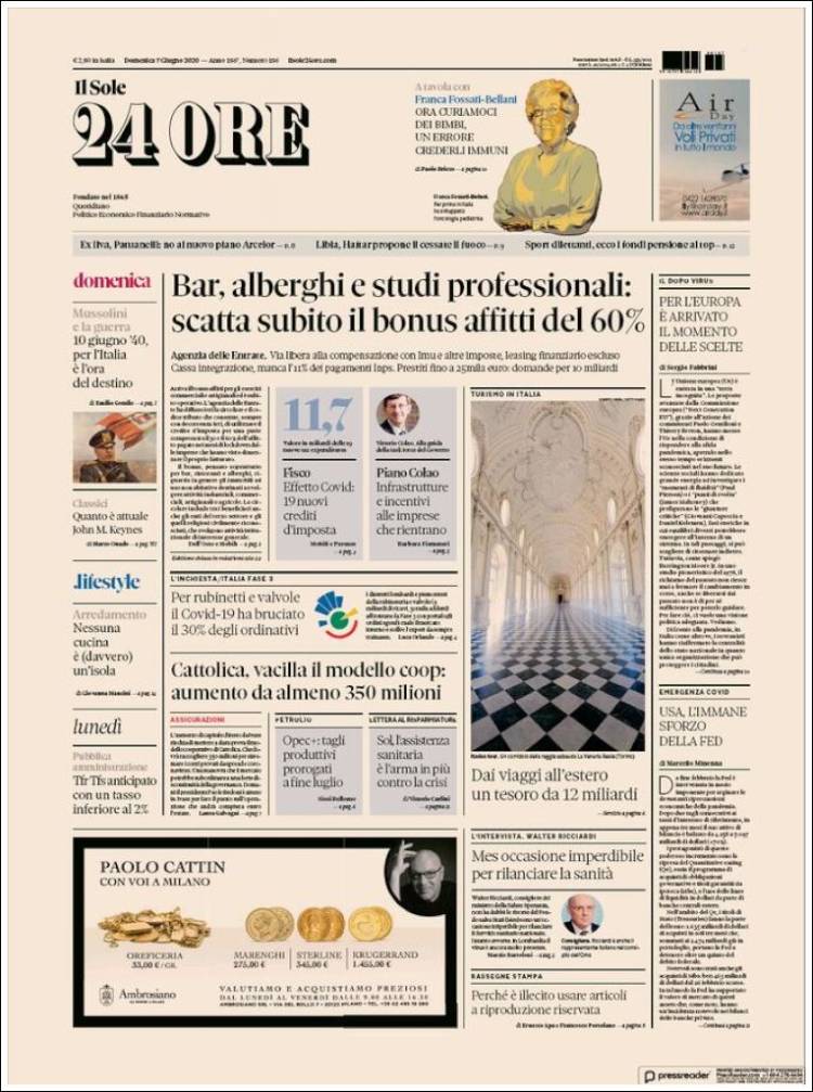 Portada de Il Sole 24 ORE (Italia)