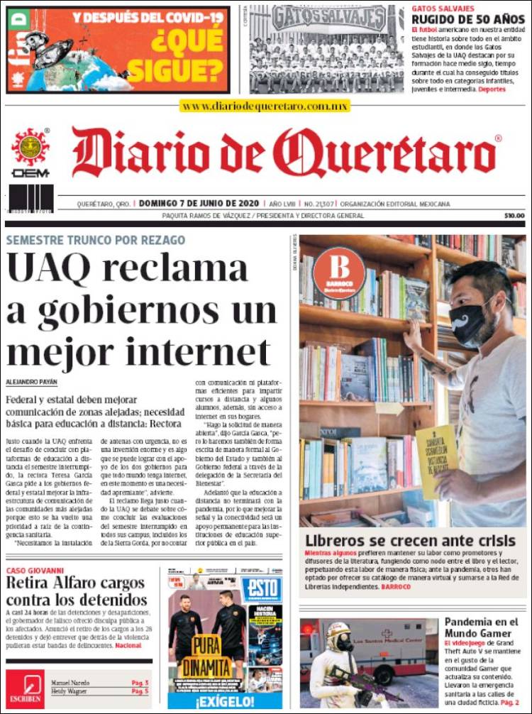 Portada de Diario de Querétaro (M&eacute;xico)