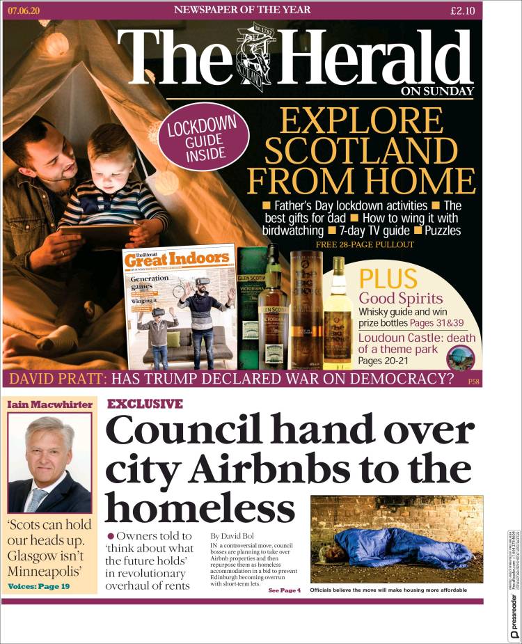 Portada de The Herald (Reino Unido)