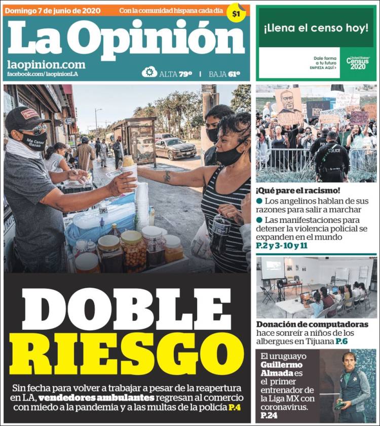 Portada de La Opinión (USA)