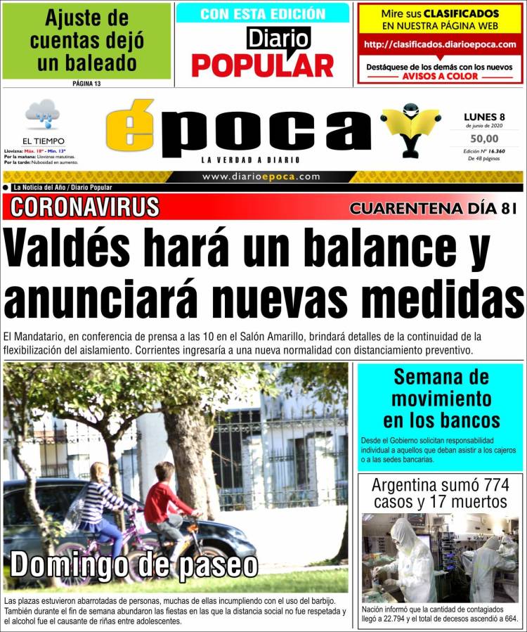 Portada de Diario Época (Argentina)