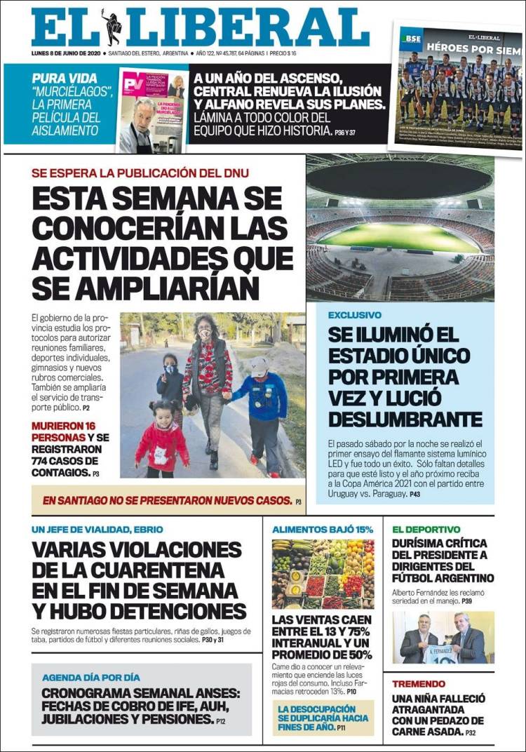 Portada de Diario El Liberal (Argentina)