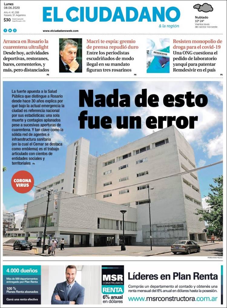 Portada de Diario El Ciudadano (Argentina)