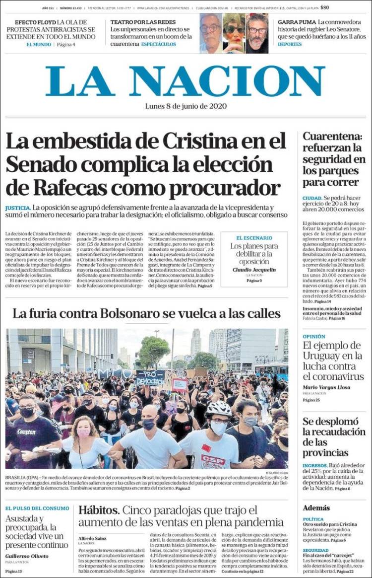 Portada de La Nación (Argentina)