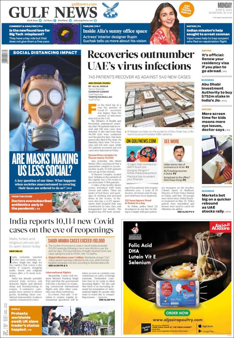 Portada de Gulf News (Asia-Pacific)