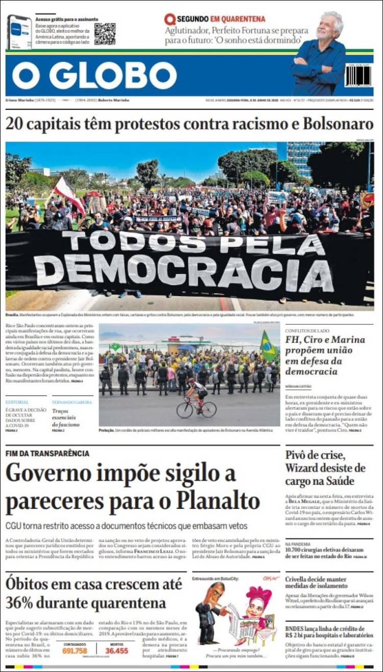 Portada de O Globo (Brasil)
