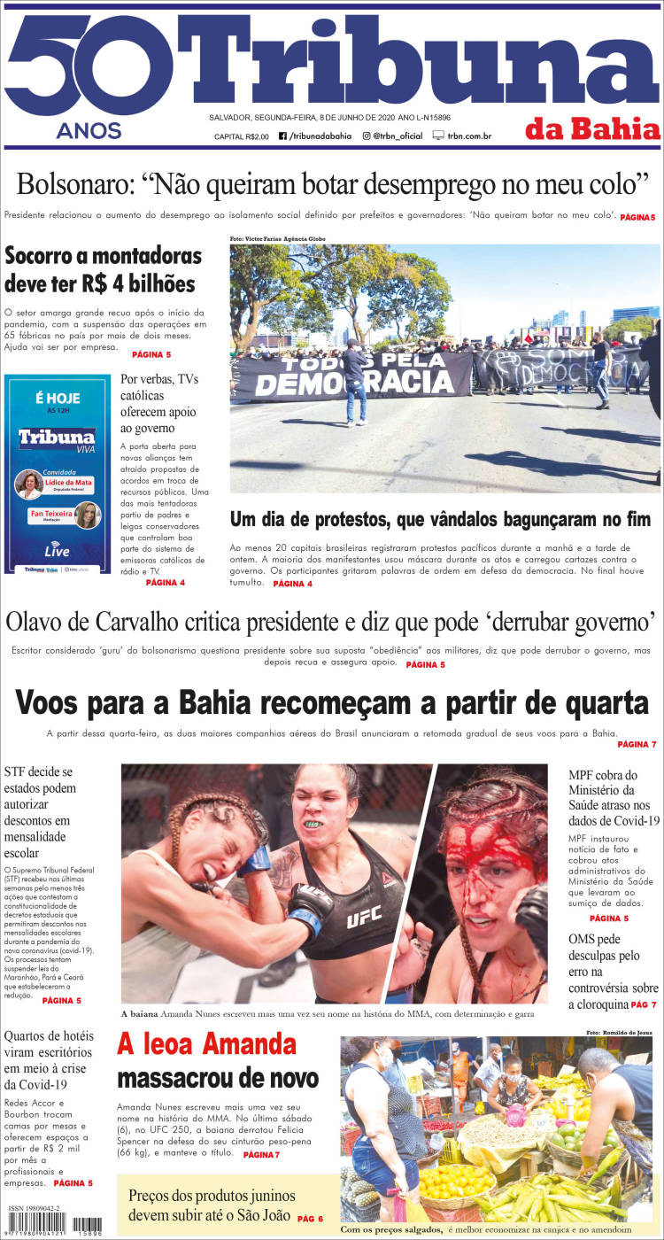 Portada de Tribuna da Bahia (Brasil)