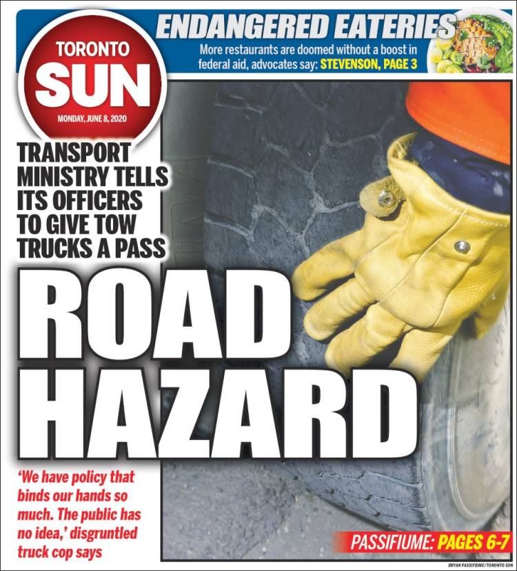 Portada de The Toronto Sun (Canadá)