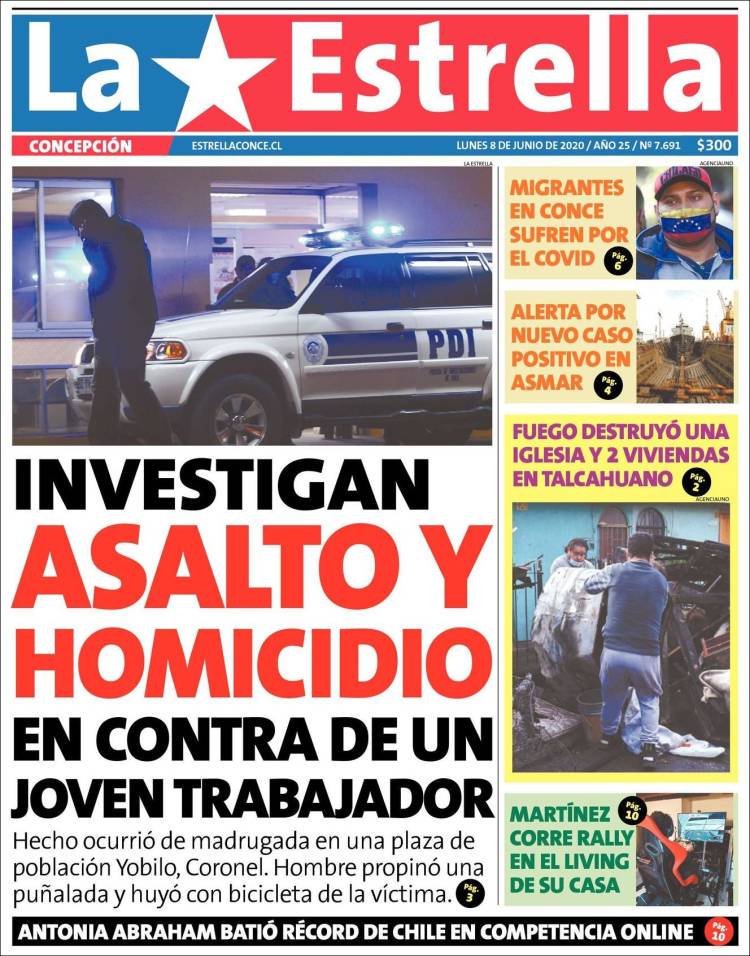 Portada de La Estrella de Concepción (Chile)