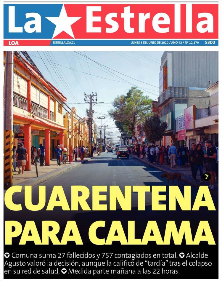 Portada de La Estrella de Loa (Chile)