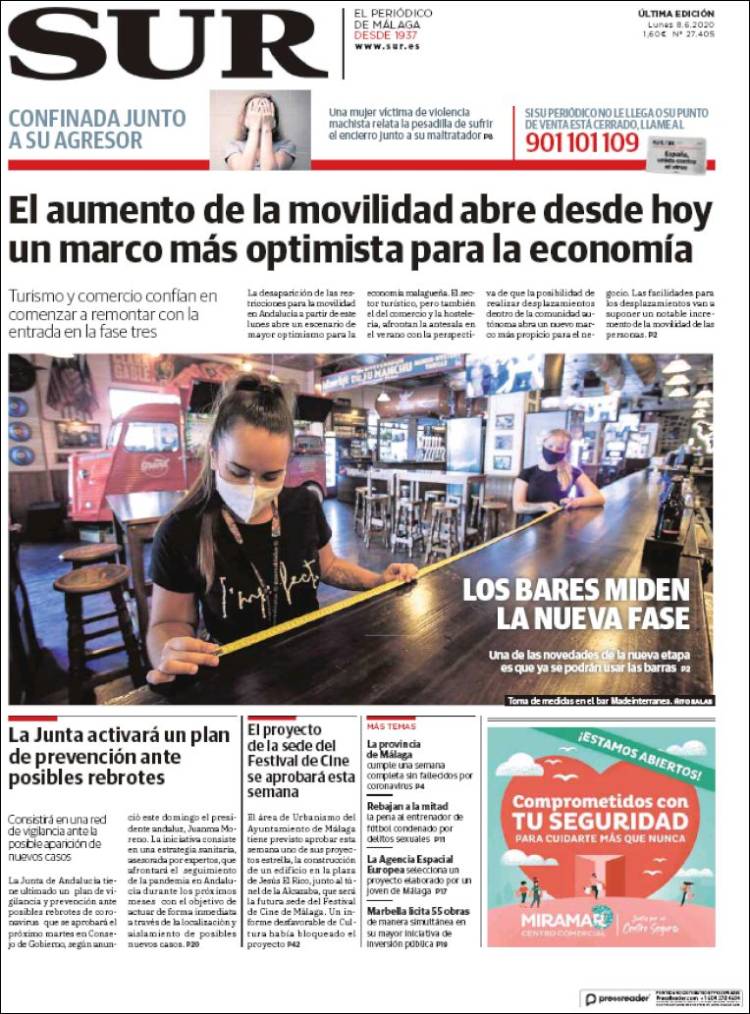 Portada de Diario el Sur (España)