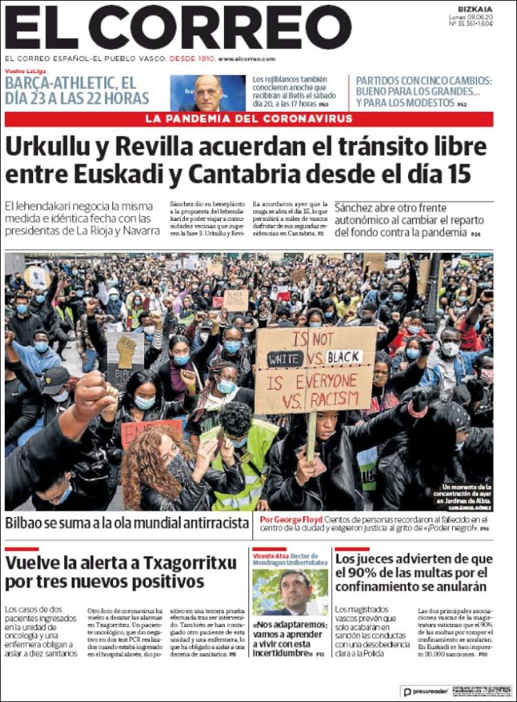 Portada de El Correo (España)