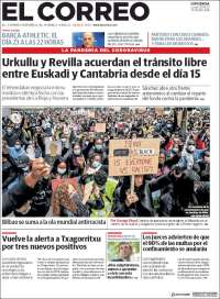 Portada de El Correo - Guipuzcoa (España)