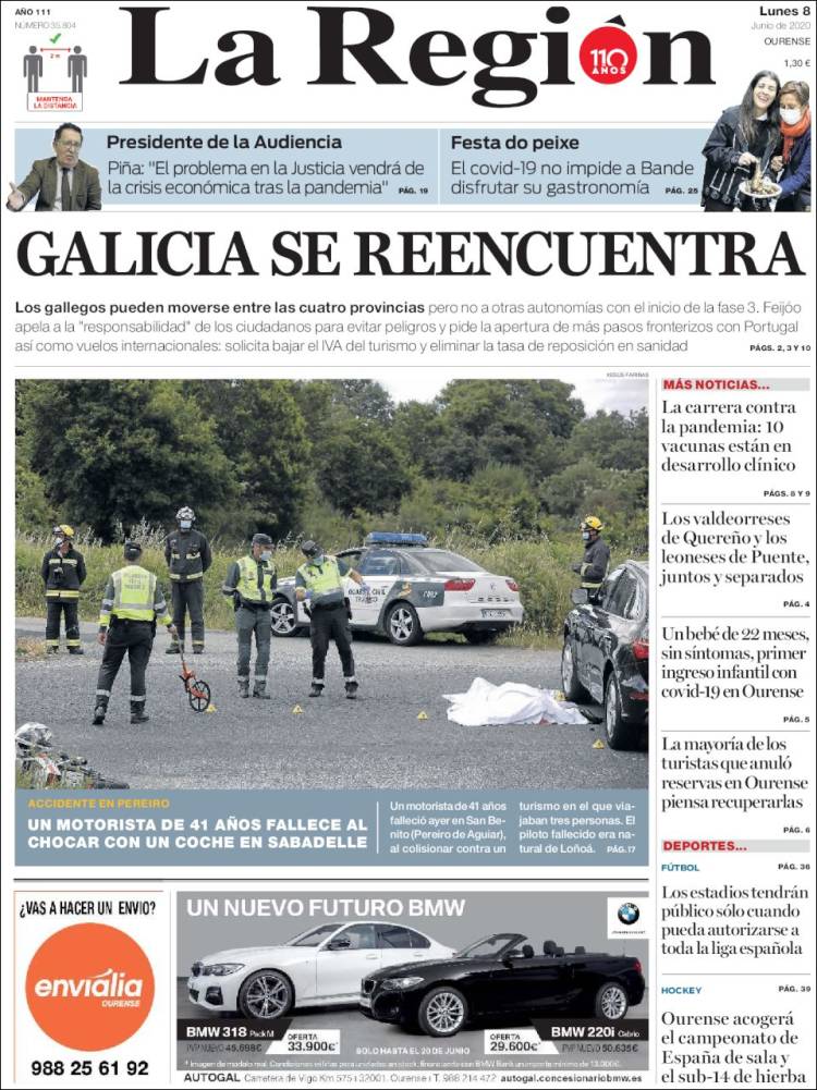 Portada de La Región de Ourense (Spain)