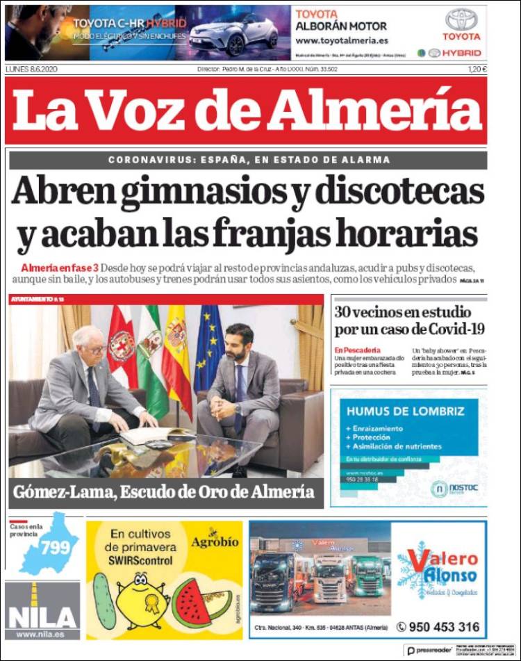 Portada de La Voz de Almería (España)