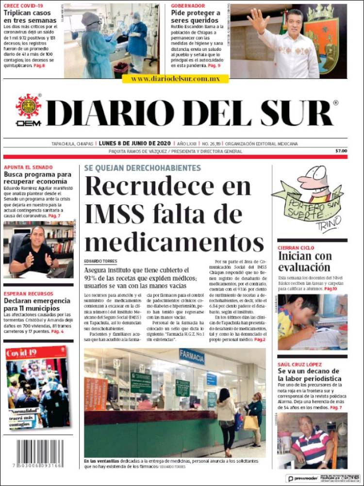 Portada de El Diario del Sur (Mexico)