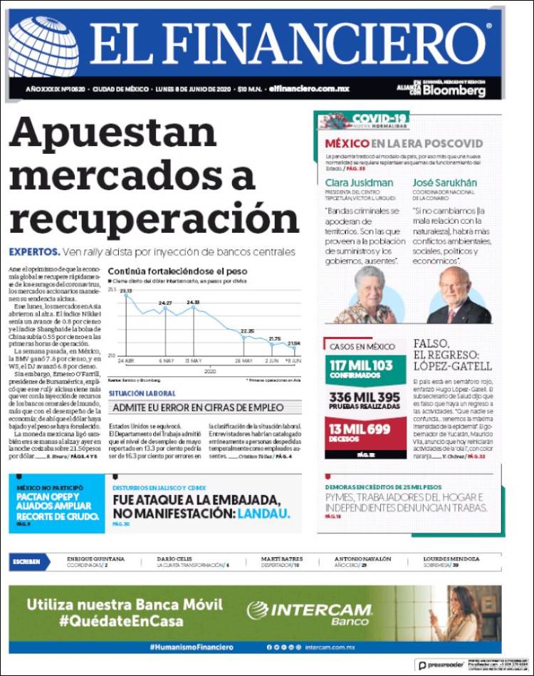 Portada de El Financiero (México)