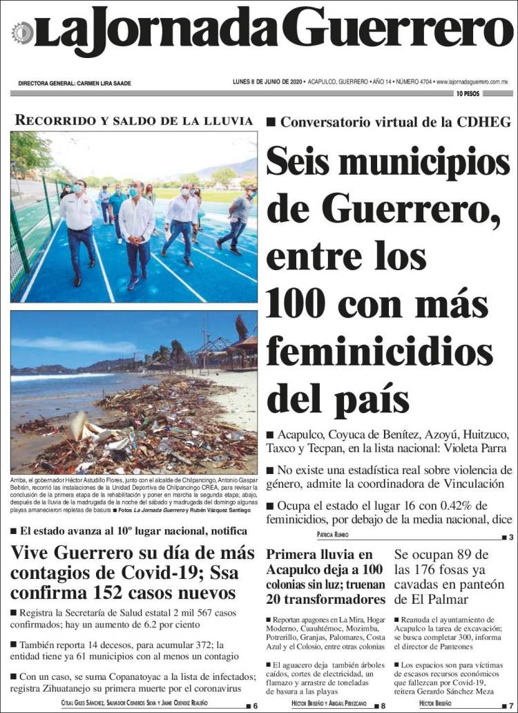 Portada de La Jornada de Guerrero (México)