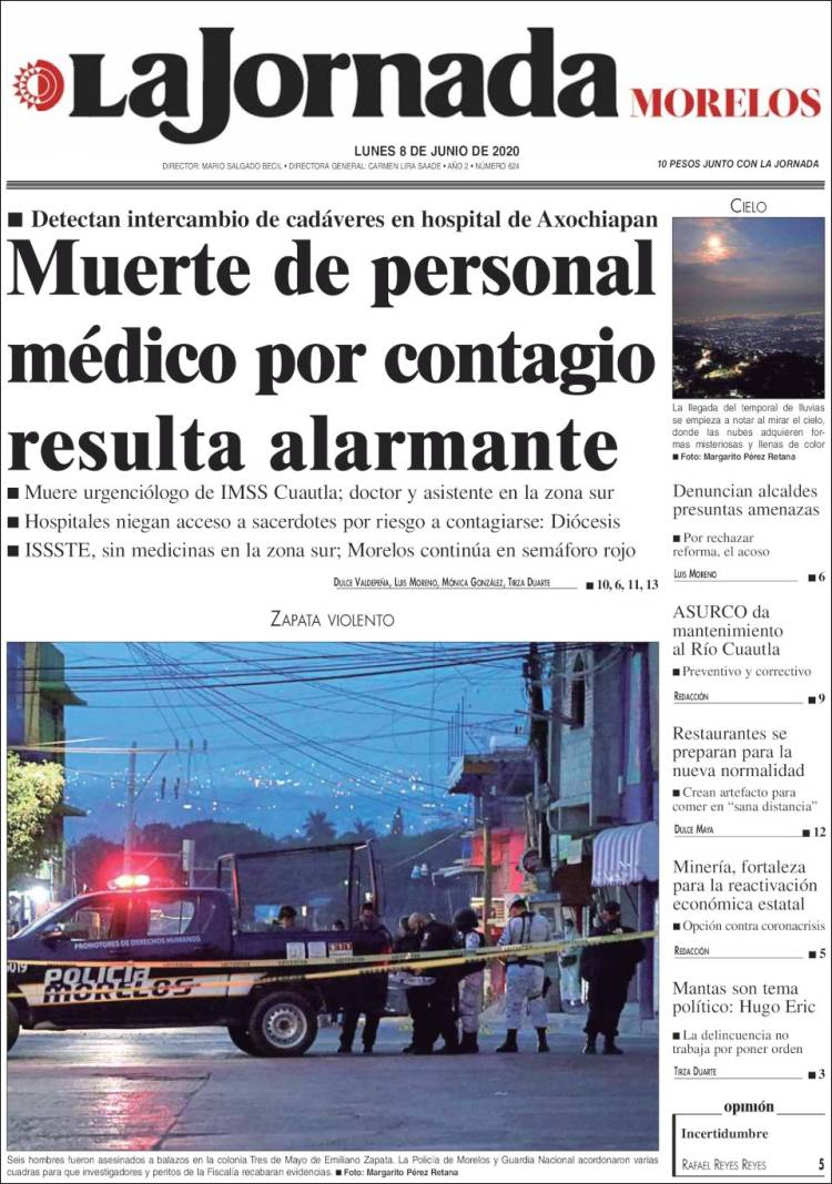 Portada de La Jornada - Morelos (Mexico)