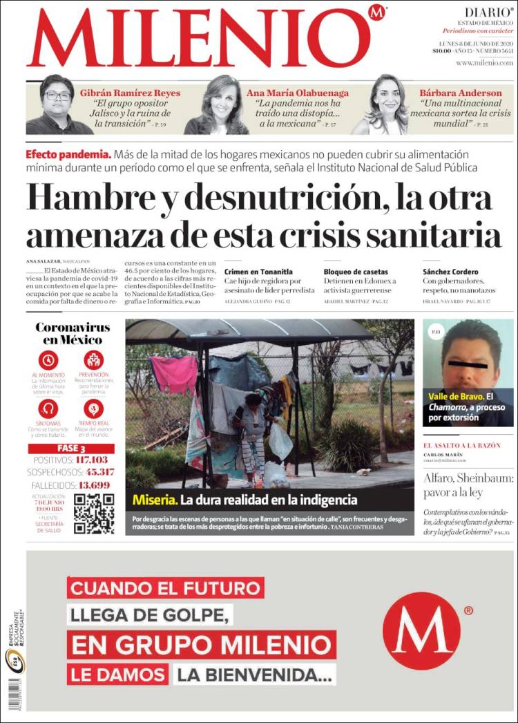 Portada de Milenio - Estado de México (México)