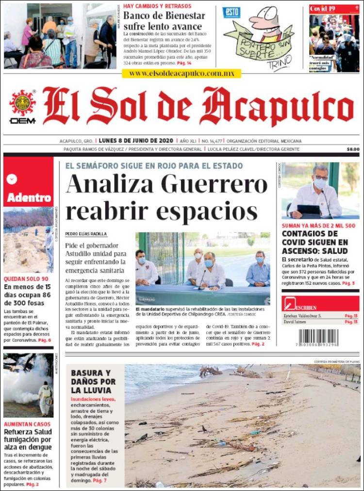 Portada de El Sol de Acapulco (México)