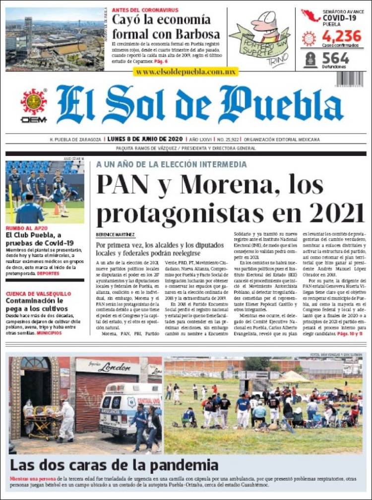 Portada de El Sol de Puebla (Mexico)