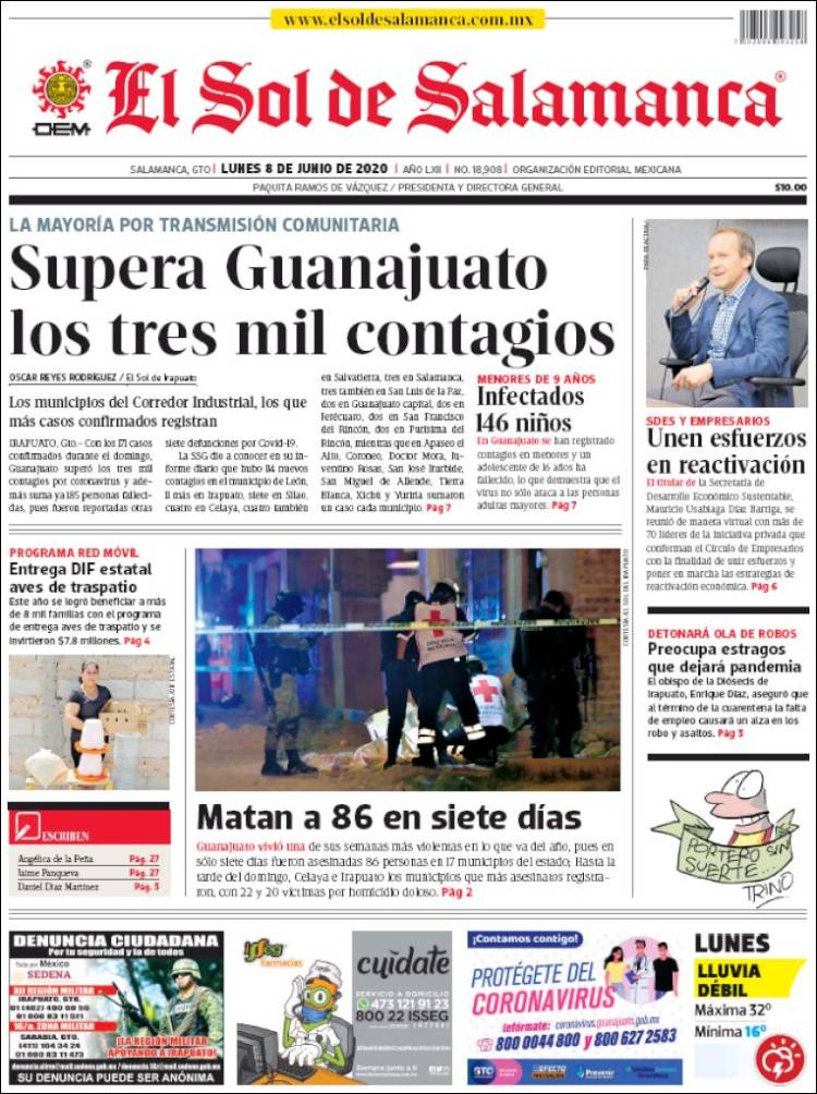 Portada de El Sol de Salamanca (Mexico)