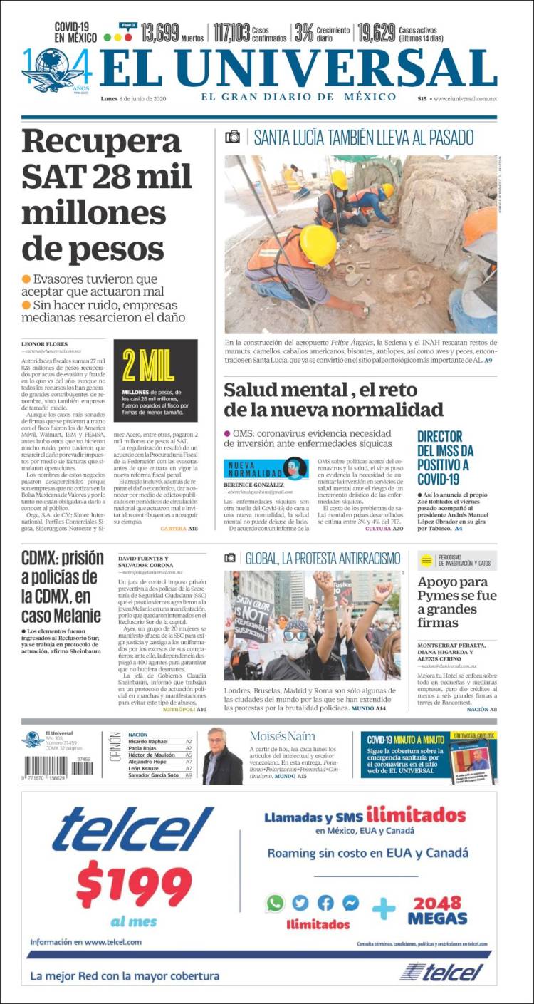 Portada de El Universal (México)