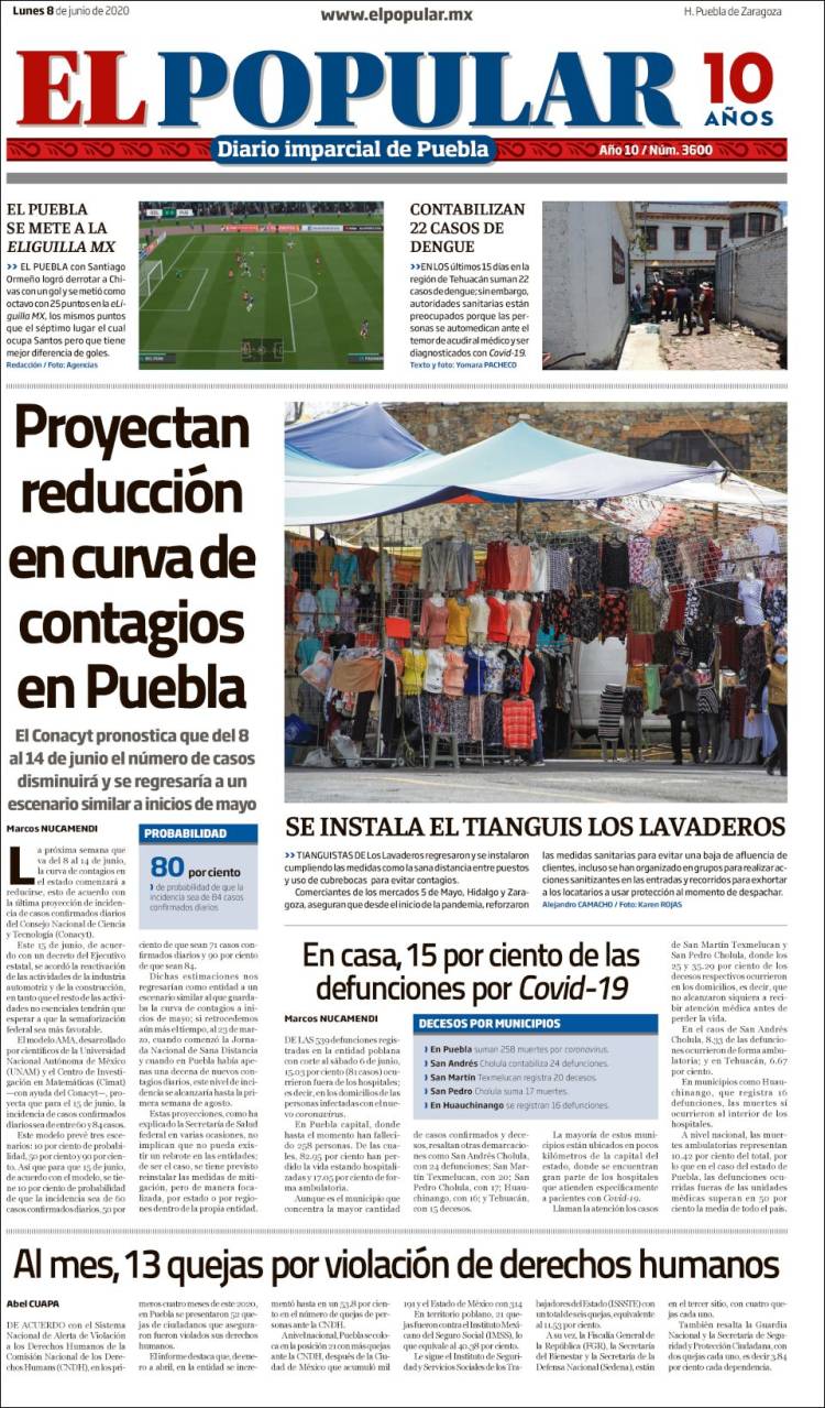 Portada de Periódico El Popular (Mexico)