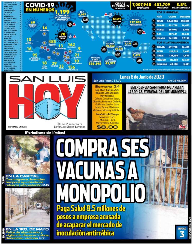 Portada de San Luis Hoy (Mexico)