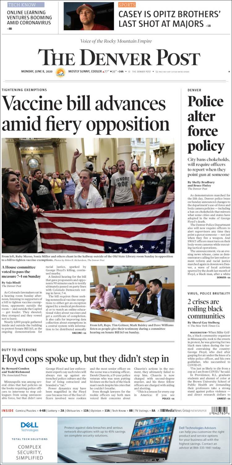 Portada de The Denver Post (USA)