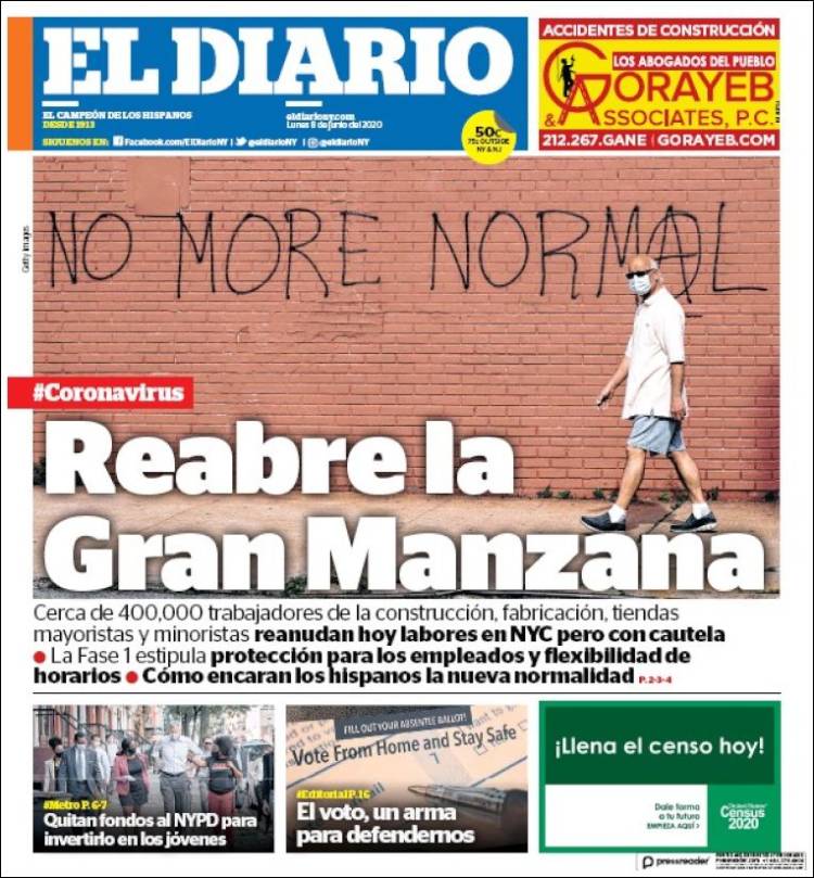 Portada de El Diario NY (USA)