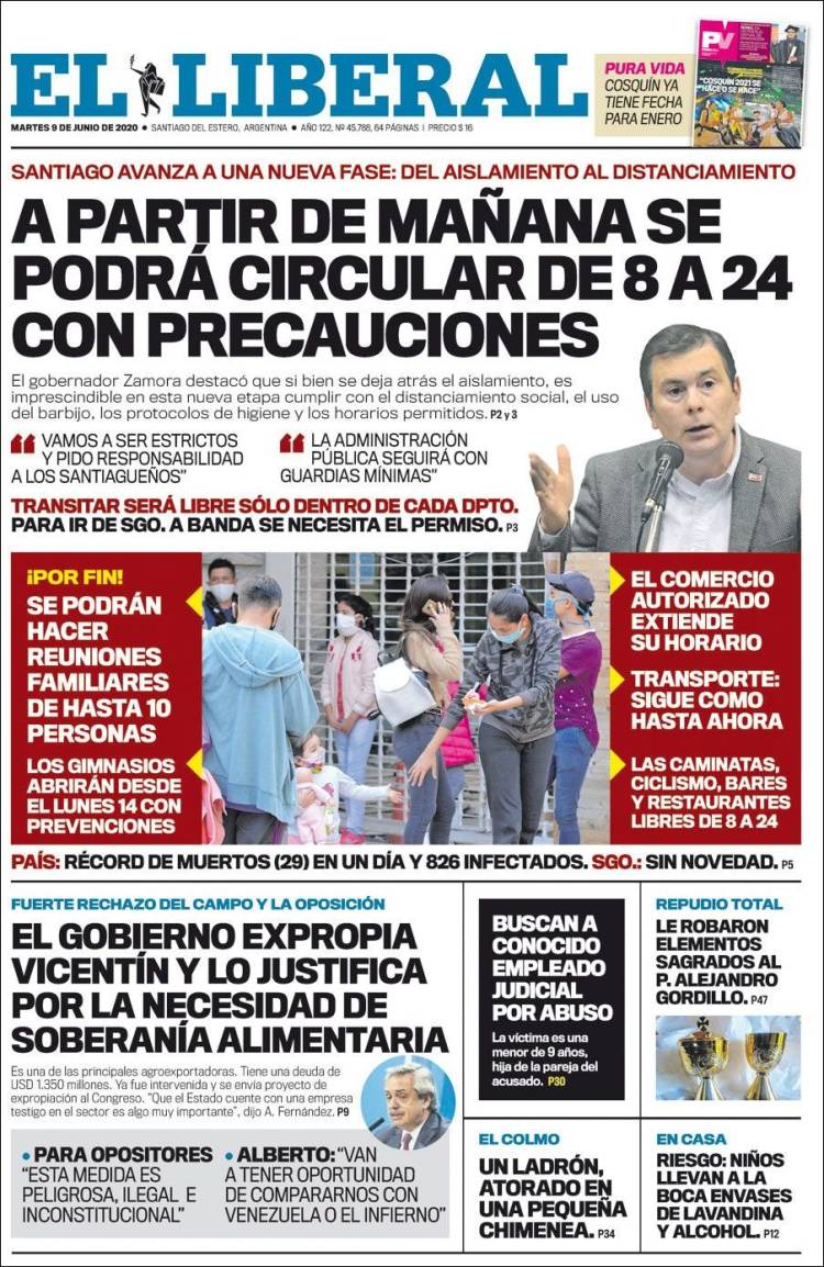 Portada de Diario El Liberal (Argentina)