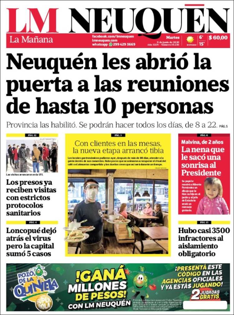 Portada de La Mañanade Neuquén (Argentina)