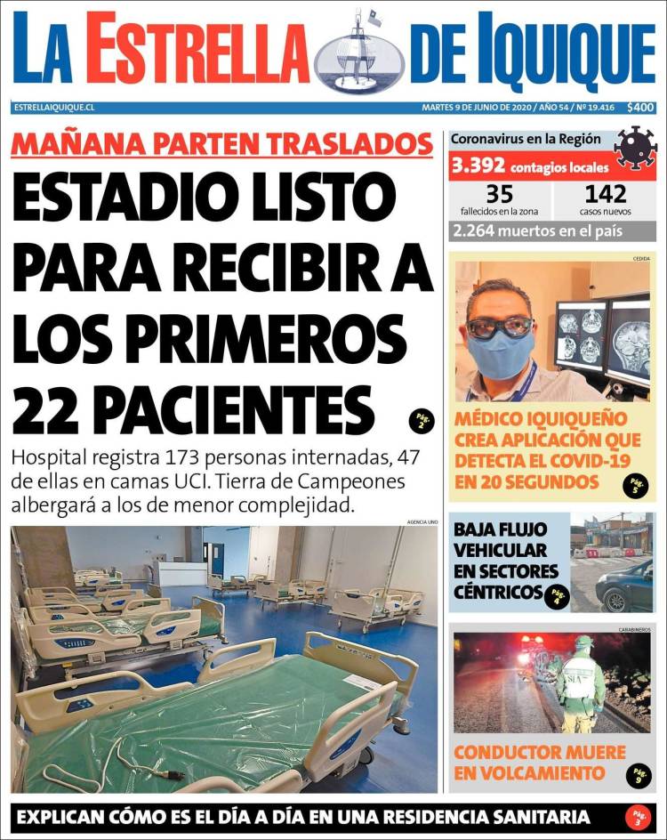 Portada de La Estrella de Iquique (Chile)