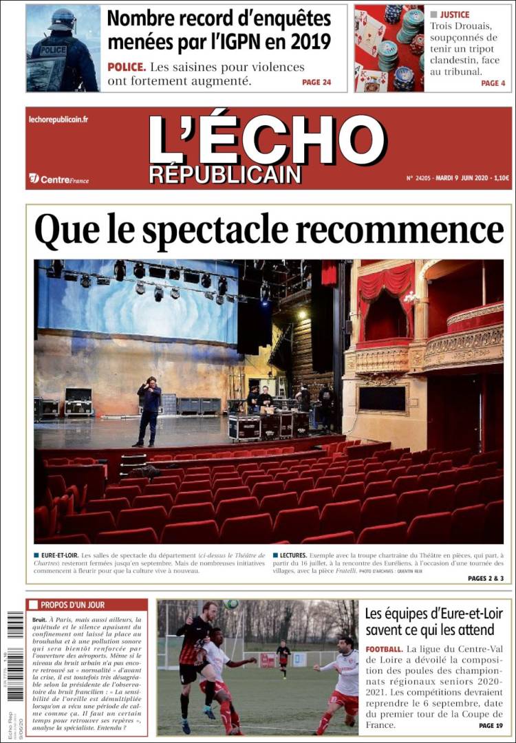 Portada de L'Echo Républicain (Francia)