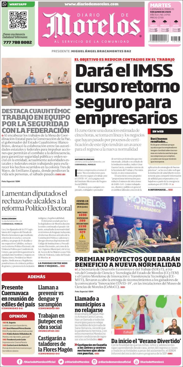 Portada de Diario de Morelos (Mexico)