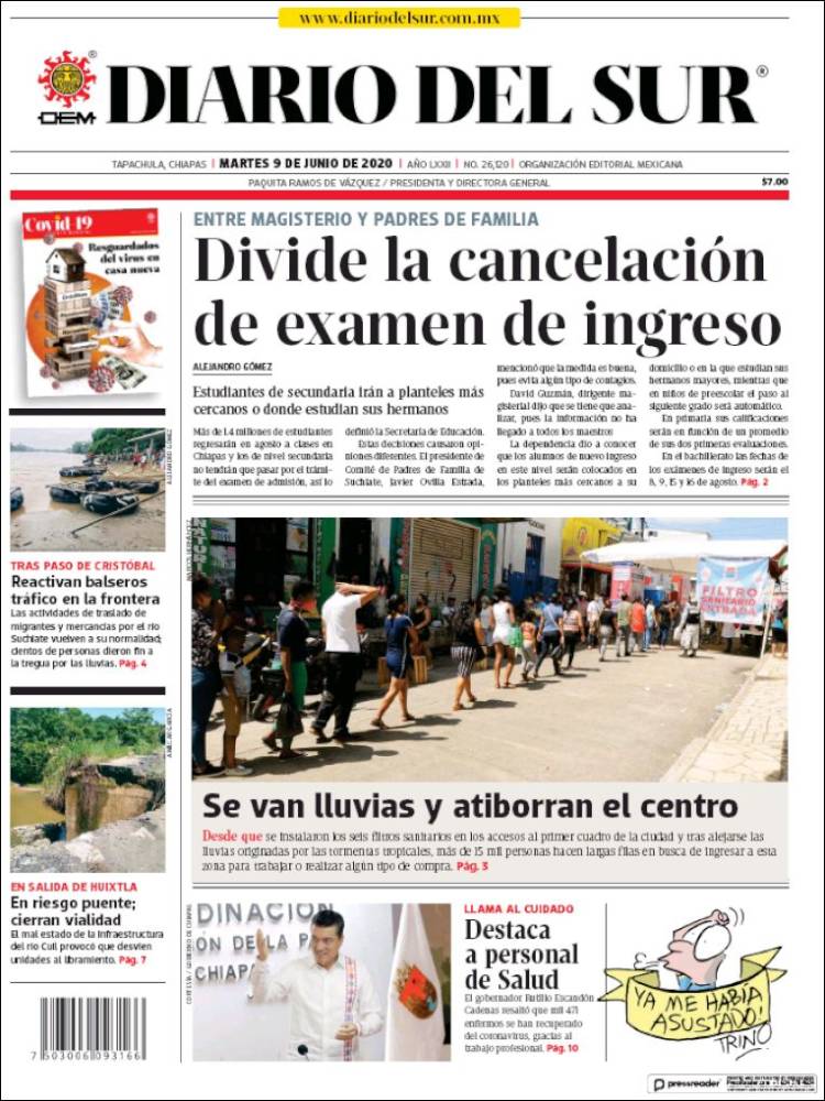 Portada de El Diario del Sur (México)