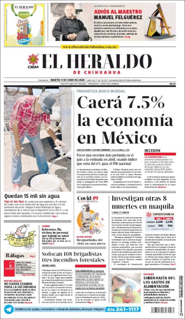 Portada de El Heraldo de Chihuahua (México)