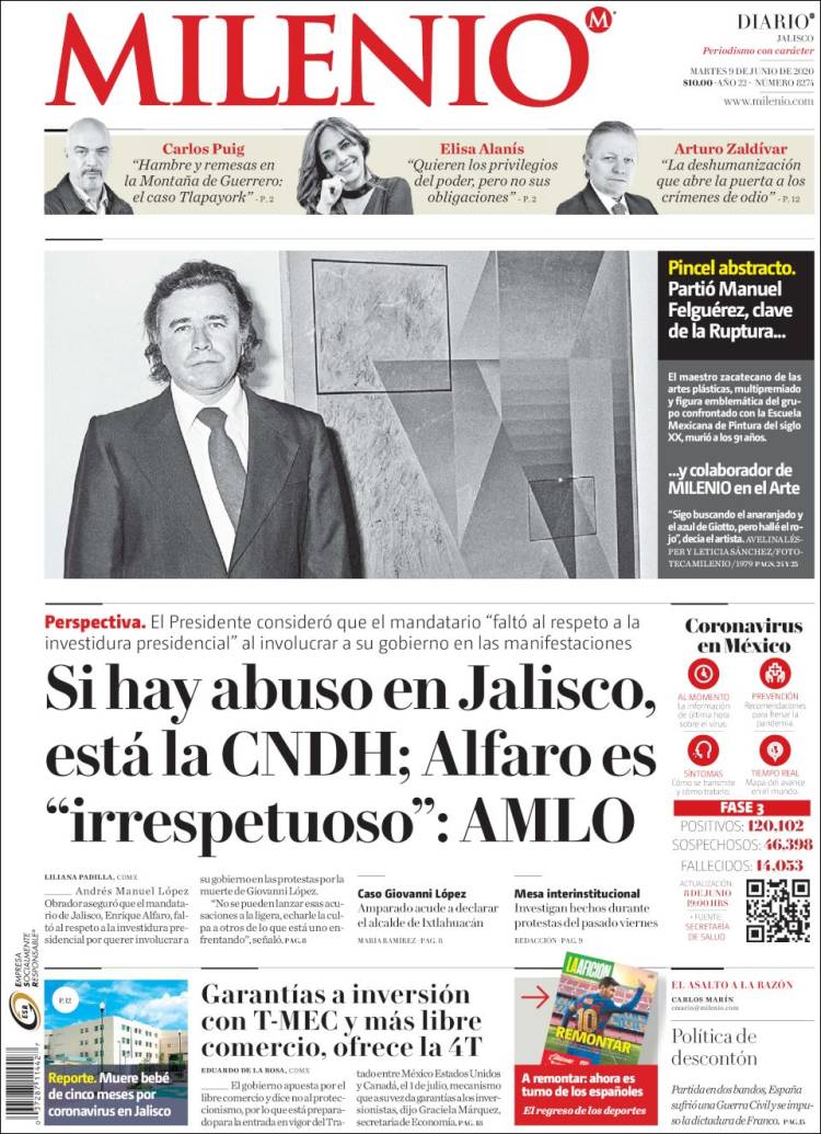 Portada de Milenio - Jalisco (México)